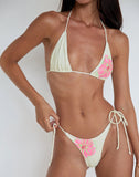 Image of Lentra Bikini Bottom in Ivory and Pink Watercolour Flower