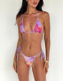 Image of Pami Bikini Top in Pink Holiday Floral with Lilac Binding