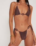 Image of Leyna Beaded Bikini Bottom in Coffee