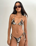 Image of Pami Bikini Top in Brown and Ivory Doodle Swirl with Beads