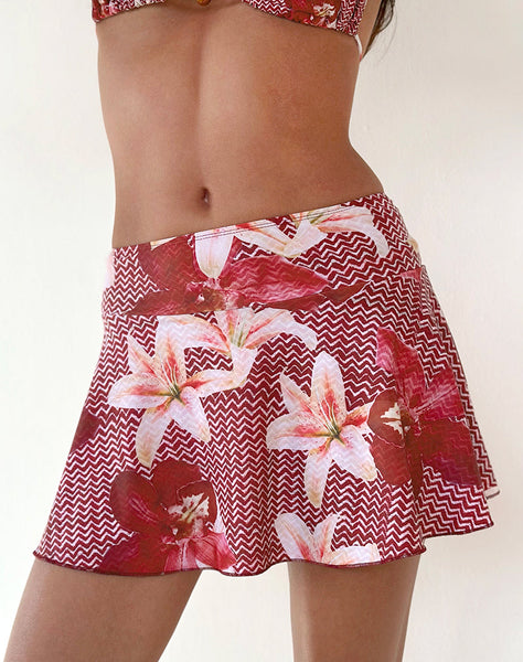 Image of Orla Mini Swim Skirt in Zig Zag Lily Burgundy