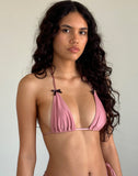 Image of Pami Bikini Top in Pink Shimmer with Black Bow