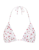 Image of Pami Bikini Top in Red Floral Beige Gingham with Ruffle