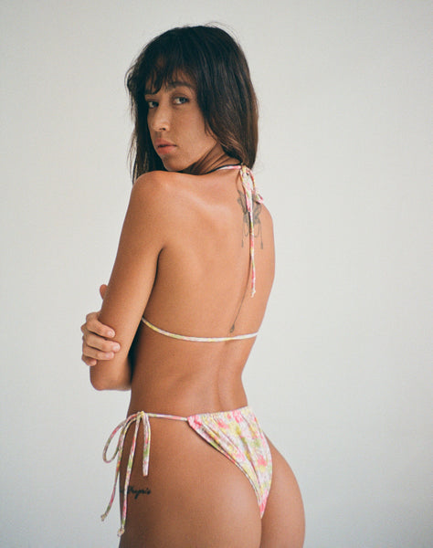 Image of Leyna Bikini Bottom in Pink Abstract Floral Swim