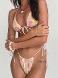 Image of Pamita Bikini Top in Pink Abstract Floral Swim