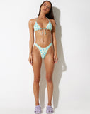 Farida Bikini Bottom in Ditsy Flower Lime Blue