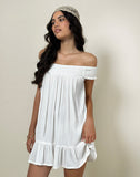 Image of Panasi Bardot Babydoll Mini Dress in Off White