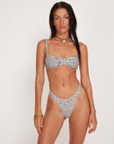 Image of Panave Bikini Top in Floral Gingham Brown