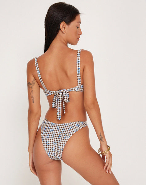 Image of Panave Bikini Top in Floral Gingham Brown