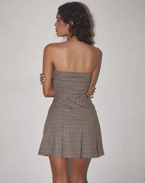 Image of Panola Mini Dress in Micro Check Brown