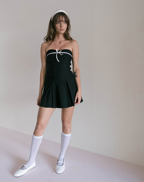 image of Panolia Bow Front Mini Dress in Tailoring Black