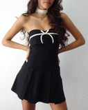 image of Panolia Bow Front Mini Dress in Tailoring Black