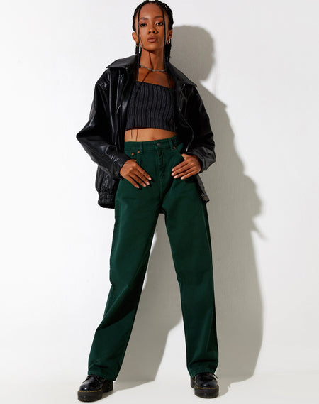 Zoka Leather Trouser in Pu Kelly Green