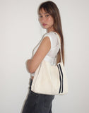 image of Pardi Canvas Bag in Ecru with Black Stripe