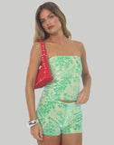 Image of Peggy Bandeau Top in Floral Flock Green and Blue