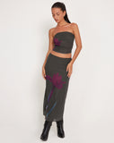 Image of Peggy Bandeau Top in Green with Purple Flower Print