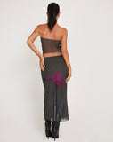 Image of Lassie Maxi Skirt in Green with Purple Flower Print