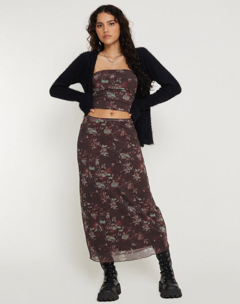 image of Lassie Maxi Skirt in Botanical Floral Brown