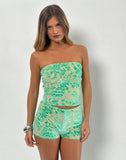 Image of Sera Micro Short in Floral Flock Green and Blue