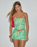 Image of Peggy Bandeau Top in Floral Flock Green and Blue