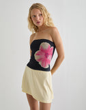 Image of Peggy Bandeau Top in Watercolour Floral Black and Pink