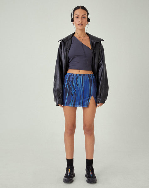 image of MOTEL X JACQUIE Pelma Mini Skirt in Colour Bleed Blue