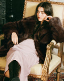 Image of Pepita Jacket in Faux Fur Dark Brown