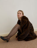 Image of Pepita Jacket in Faux Fur Dark Brown