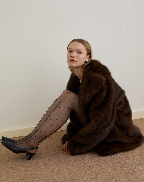 Image of Pepita Jacket in Faux Fur Dark Brown