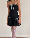 Image of Petula Mini Dress in Black with Blue Contrast Ribbon