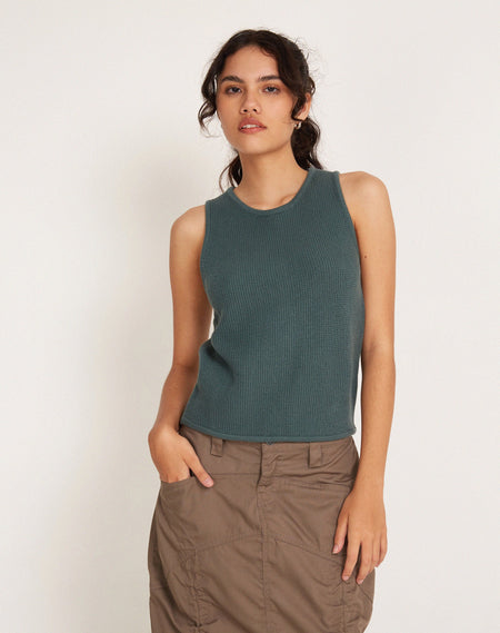 Etta Knitted Vest Top in Sage