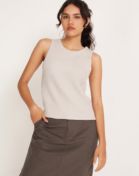 Emonie Cami Top in Neutral with Black Binding