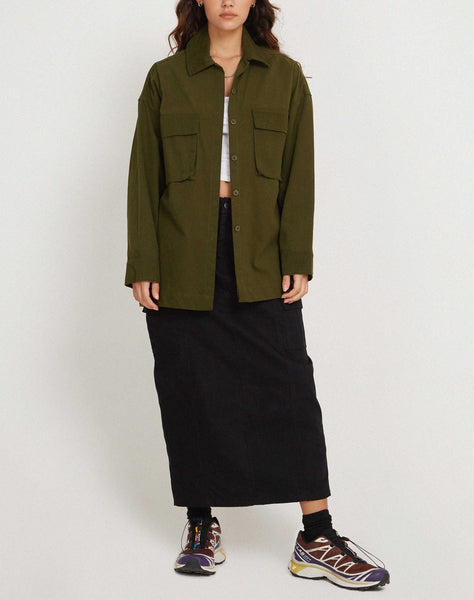 image of Phlox Oversized Shirt in Dark Olive