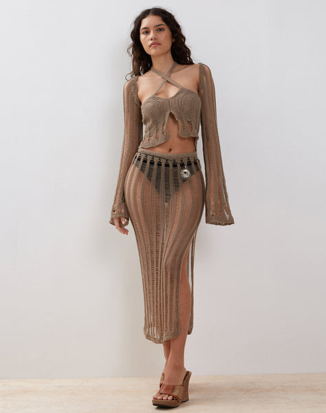 image of MIKA KNITTED SHRUG DESERT TAUPE