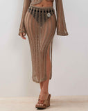 Image of Willa Knitted Midi Skirt in Desert Taupe