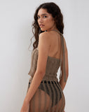 Image of Phoebe Halterneck Knitted Top in Desert Taupe