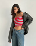 image of Pihla Tube Top in Red and Grey Stripe