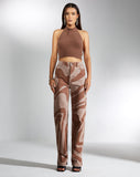 Image of MOTEL X IRIS Straight Leg Jeans in Laser Swirl Brown