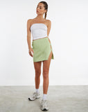 Image of MOTEL X JACQUIE Piri Mini Skirt in Rib Knit Pastel Lime