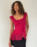 Image of Piro Ruffle Longline Top in Burgundy