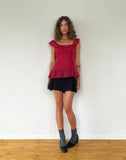 Image of Piro Ruffle Longline Top in Burgundy