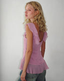 Image of Piro Ruffle Longline Top in Light Plum