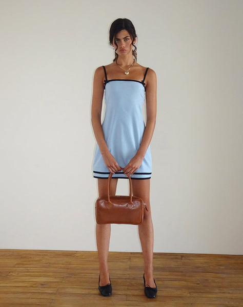 Image of Plasina Mini Skirt in Linen Blue