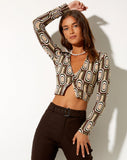 Image of Portia Long Sleeve Top in Retro Spot Brown