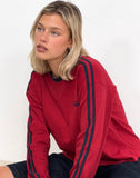 Image of Prata Long Sleeve Top in Adrenaline Red with Navy Binding