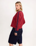 Image of Prata Long Sleeve Top in Adrenaline Red with Navy Binding