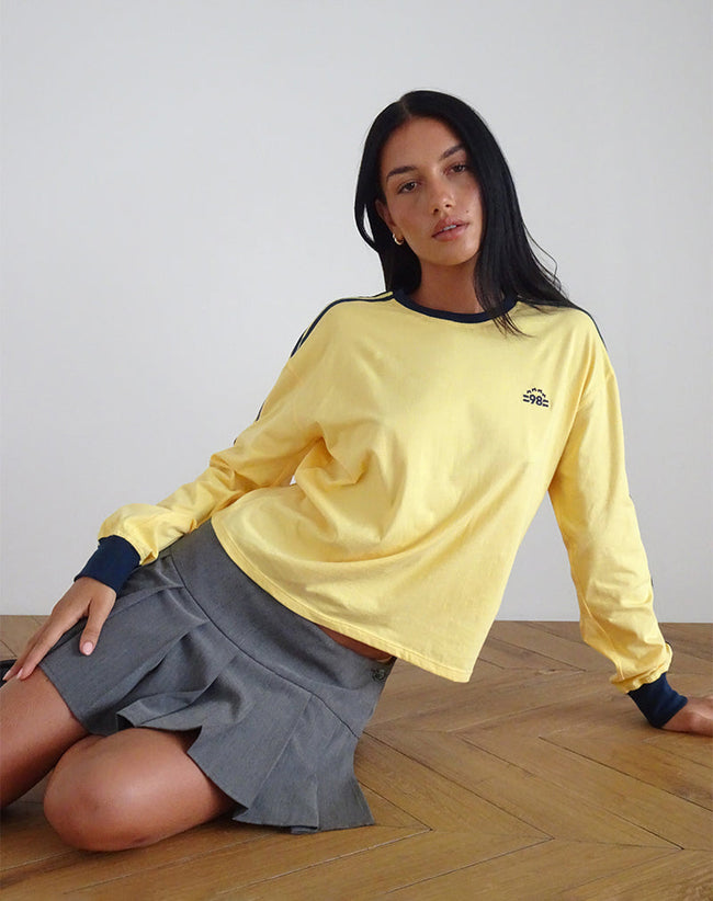 Image of Prata Long Sleeve Top in Lemonade with Navy Binding