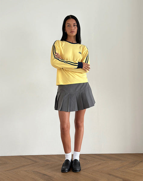 Image of Prata Long Sleeve Top in Lemonade with Navy Binding