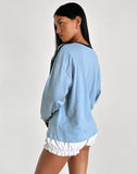 image of Prata Long Sleeve Top in Nantucket Blue with Navy Binding