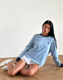 image of Prata Long Sleeve Top in Nantucket Blue with Navy Binding